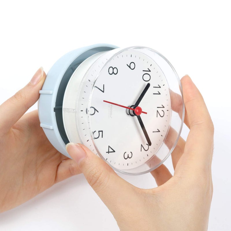mooas 2WAY Silent Waterproof Bathroom Clock  Shower Clock  Wall Clock  Silent Non-Ticking Battery Operated  Suction Cup Wall Clock  Kitchen Clock (White) - Image 4